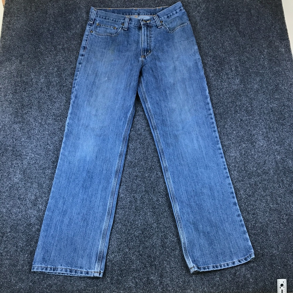 Carhartt Jeans Mens 31x31 Blue Medium Wash Denim Cotton Mid Rise Straight Leg